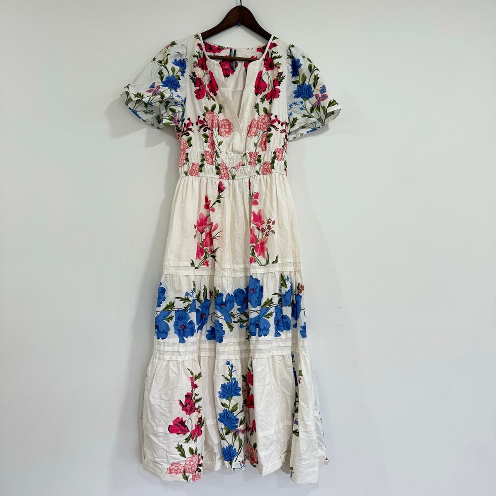 Anthropologie Somerset White Floral Maxi Dress Size M Petite - Picture 5 of 8
